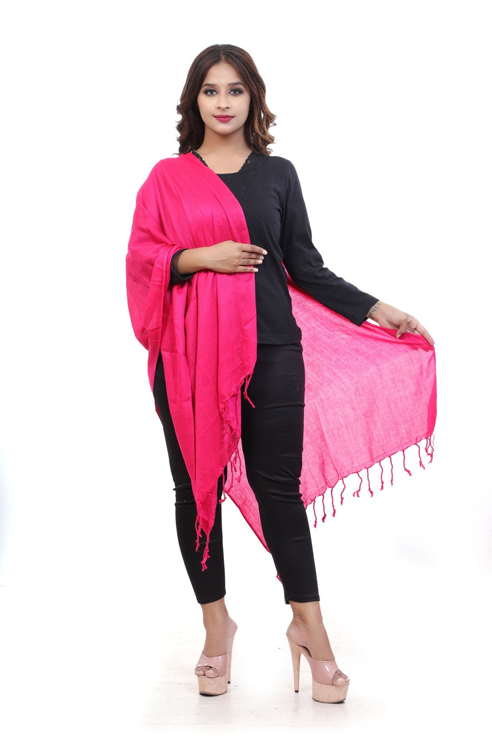 Fabme Women's Full Size, Soft Rayon, Plain, Dupatta