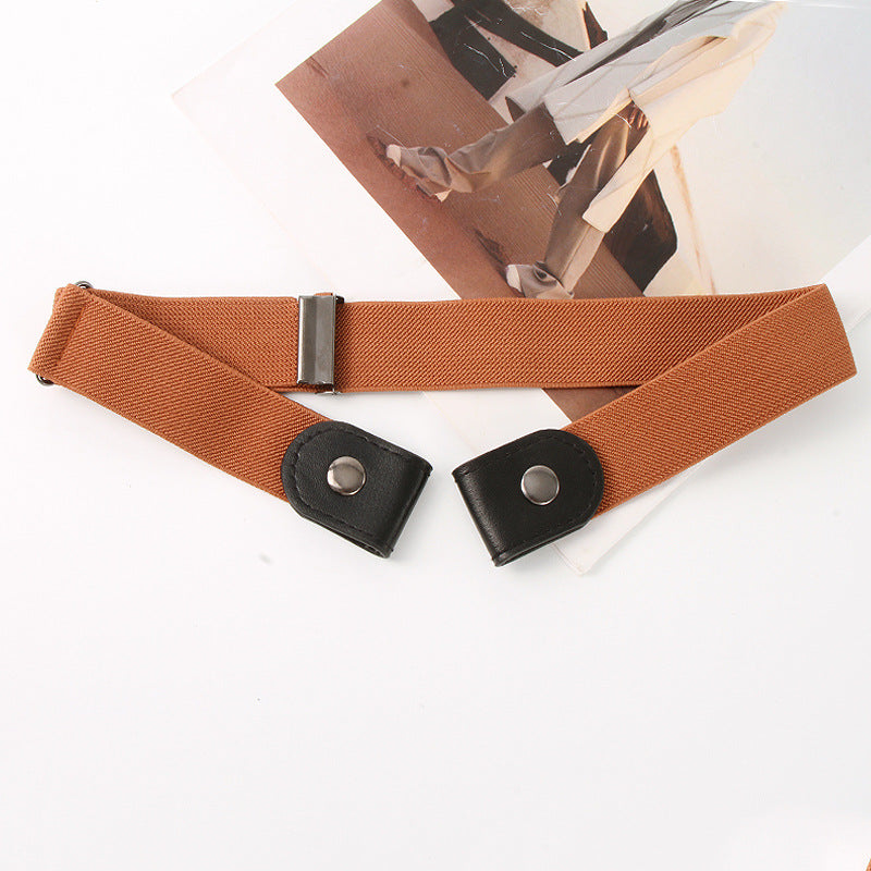 Fabme Unisex Dark Orange No Buckle Belt
