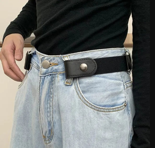 Fabme Unisex Black No Buckle Belt