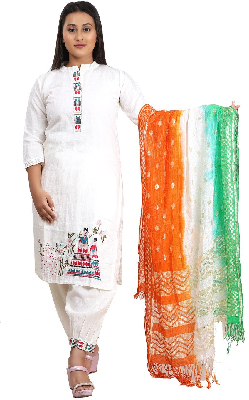 Fabme Women's Full Size, Georgette Republic Day, Independence Day, Dupatta