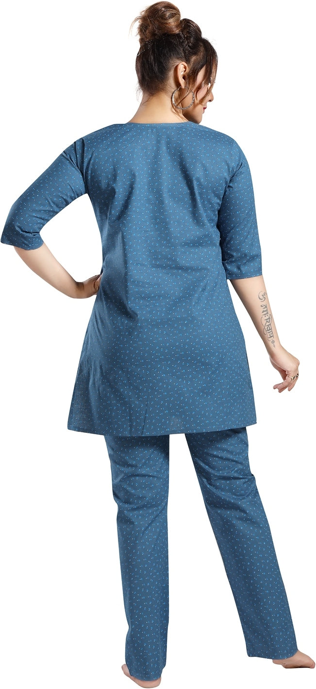 Fabme Women's grey Printed Cotton EveryDay Co-Ord Set