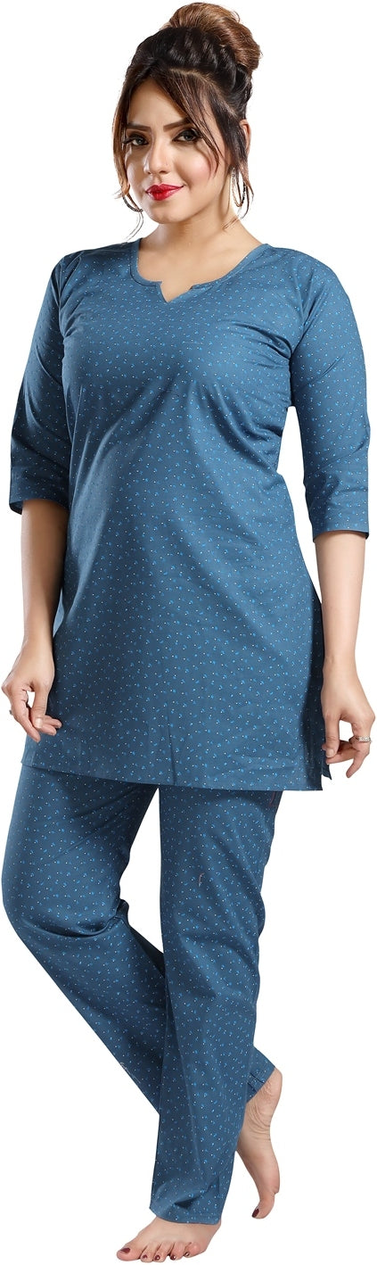 Fabme Women's grey Printed Cotton EveryDay Co-Ord Set