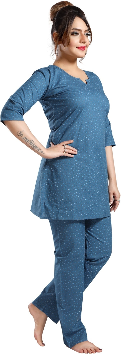 Fabme Women's grey Printed Cotton EveryDay Co-Ord Set