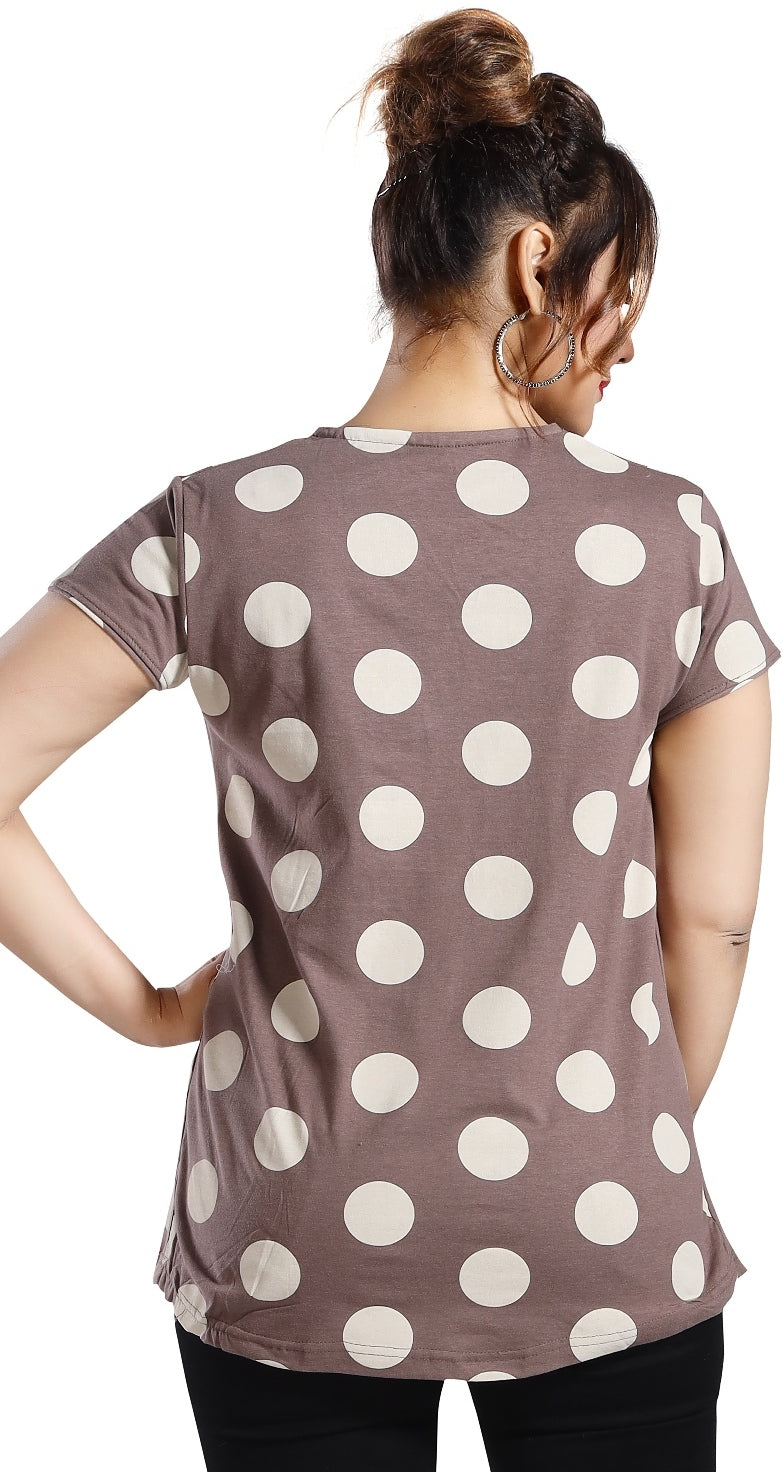Fabme Women's Printed Chocolate Concealed Zip Pre and Post Pregnancy Top