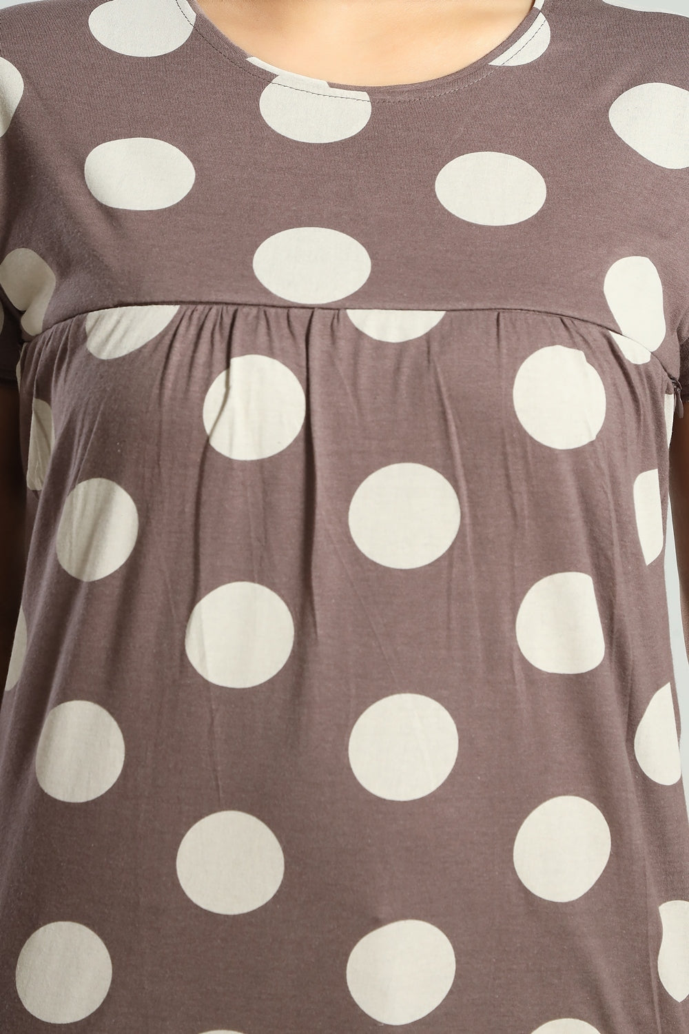 Fabme Women's Printed Chocolate Concealed Zip Pre and Post Pregnancy Top