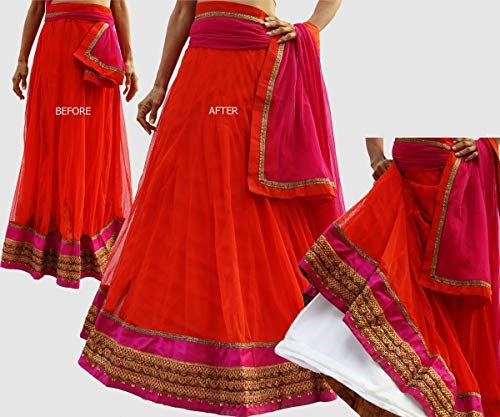 Fabme Women's Spandex A-line Floor Length Petticoat Crinoline Underskirt for Wedding Dress, Saree