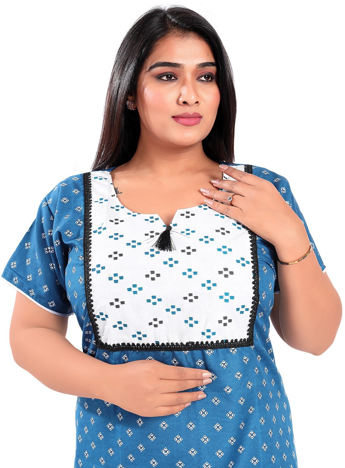 Fabme Women's Rama Printed Cotton Full Length EveryDay Night Dress Nighty