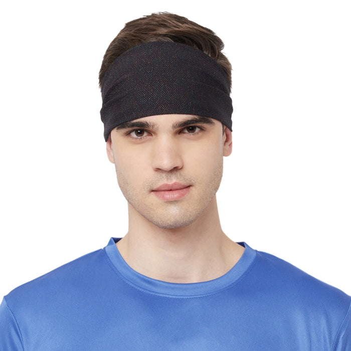 Fabme Unisex Black Headband for Yoga, Gym, Sports, Dance, zumba