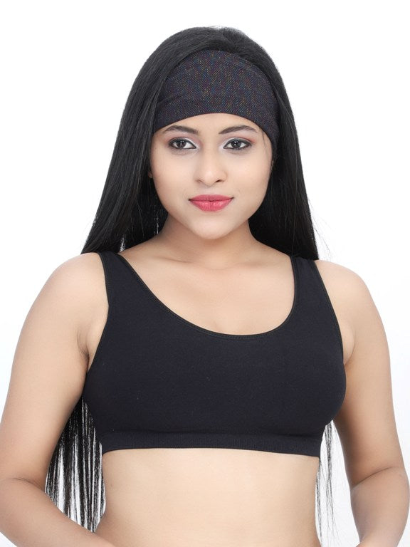 Fabme Unisex Black Headband for Yoga, Gym, Sports, Dance, zumba
