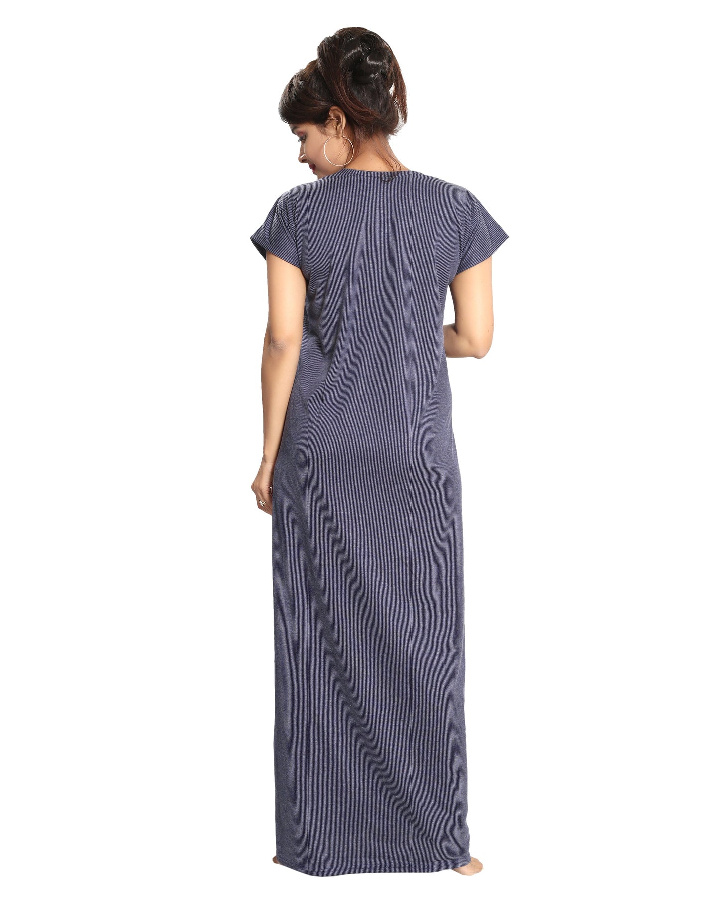 Fabme Women's Textured Fabric, PolyCotton Nursing Night Dress Nighty