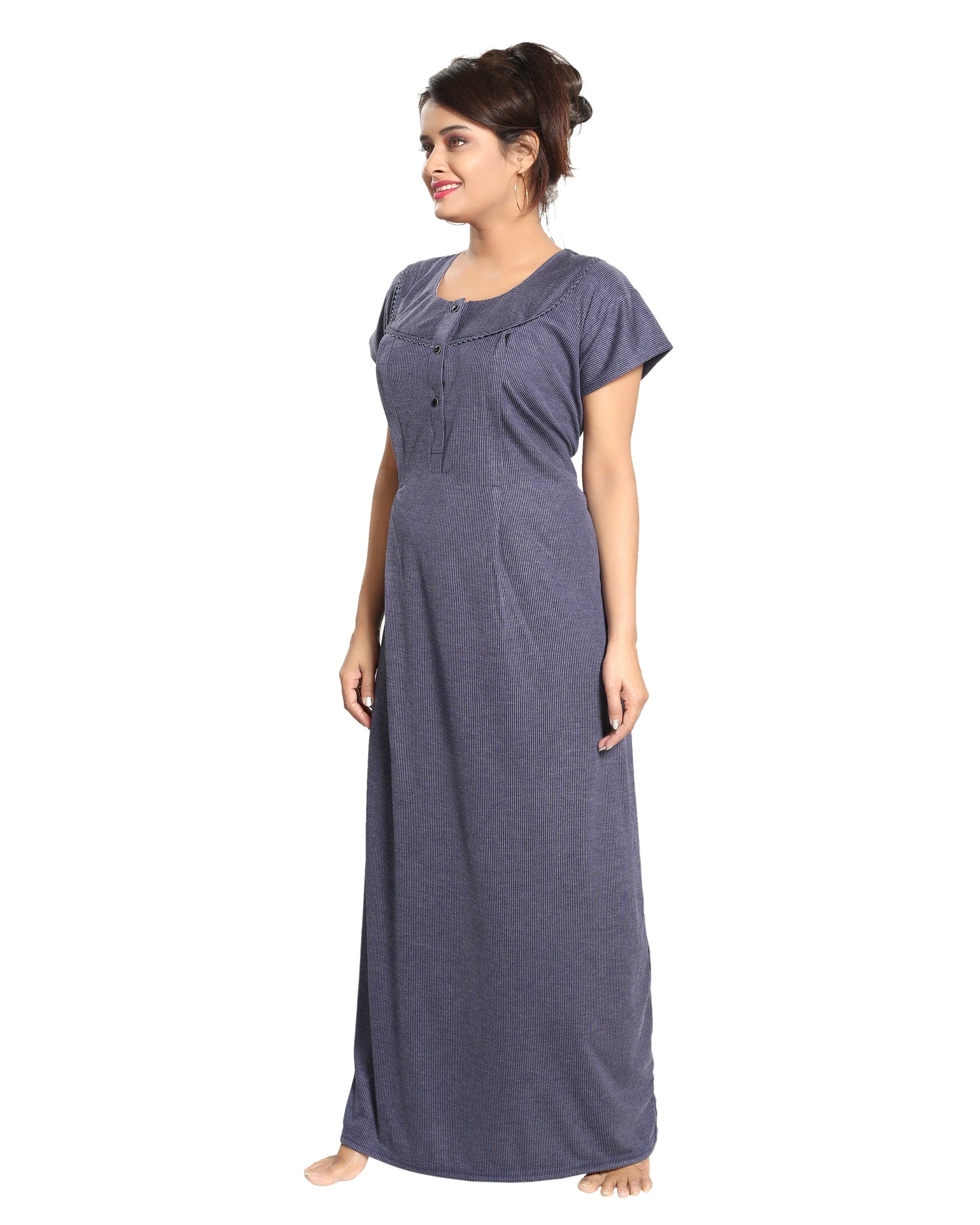 Fabme Women's Textured Fabric, PolyCotton Nursing Night Dress Nighty