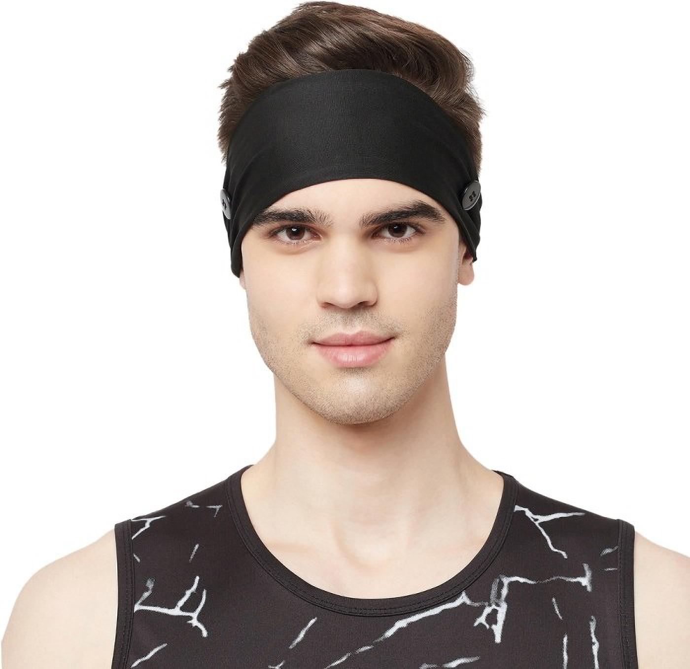 Fabme Unisex Black Headband for Yoga, Gym, Zumba, Jogging, Cycling