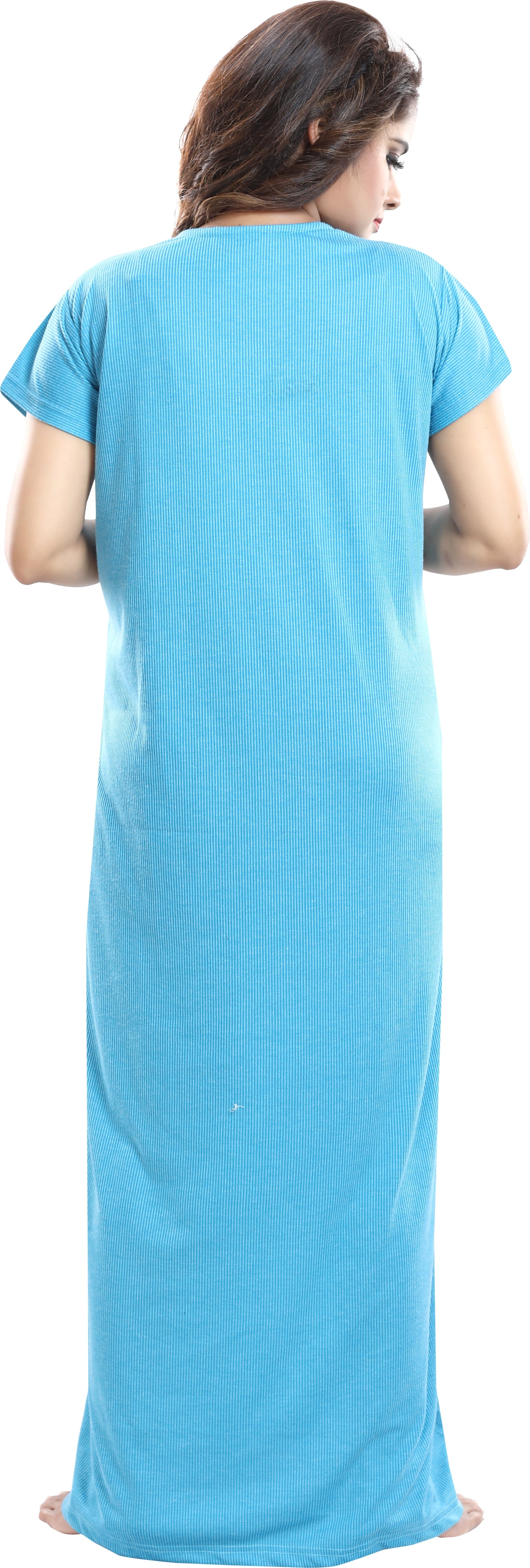 Fabme Women's Rama Vertical Zip Polycotton Full Length Maternity Night Dress Nighty