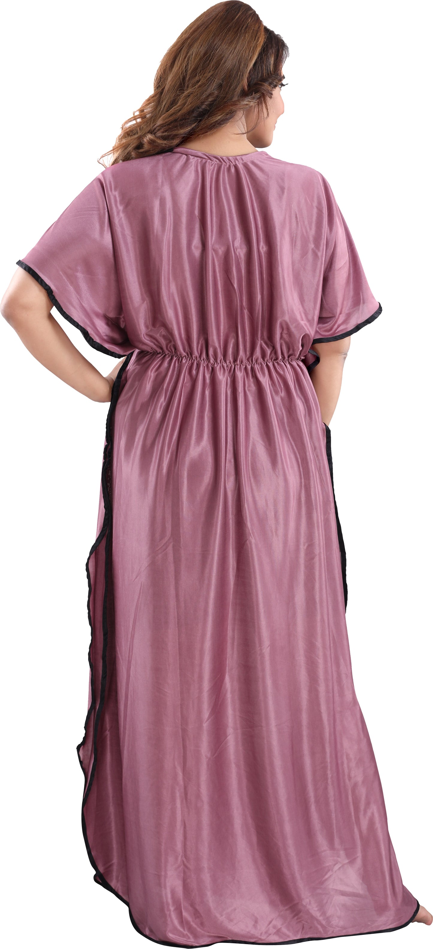 Fabme Women's Light purple Plain Satin Full Length EveryDay Night Dress Nighty