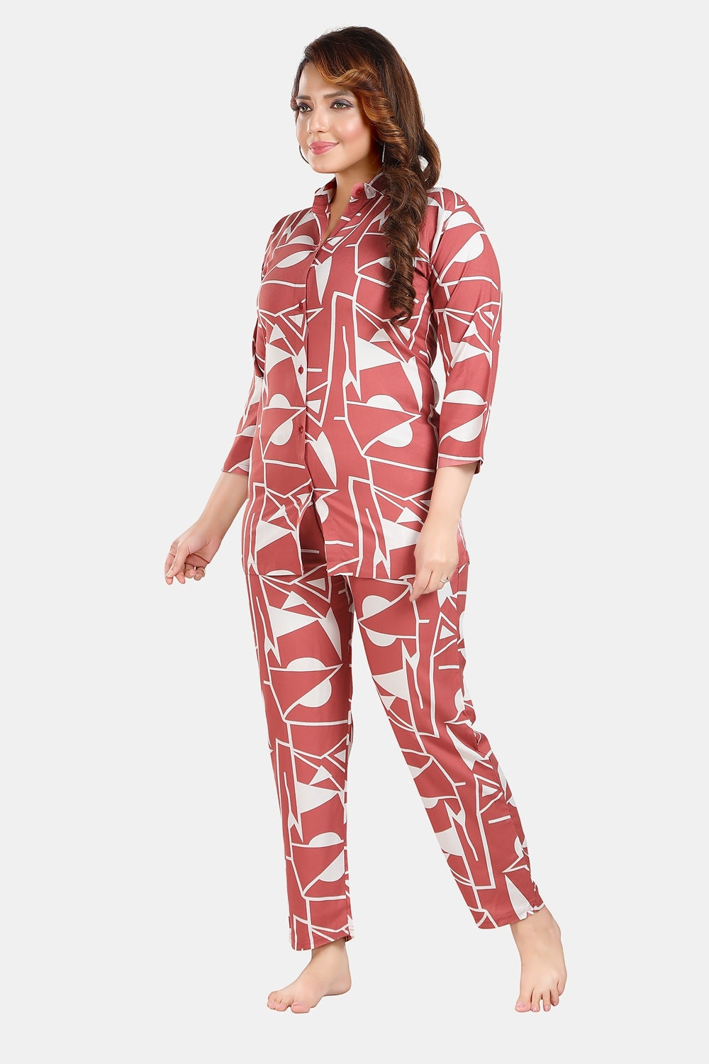 Fabme Women's Pink bohemian Rayon EveryDay Co-Ord Set