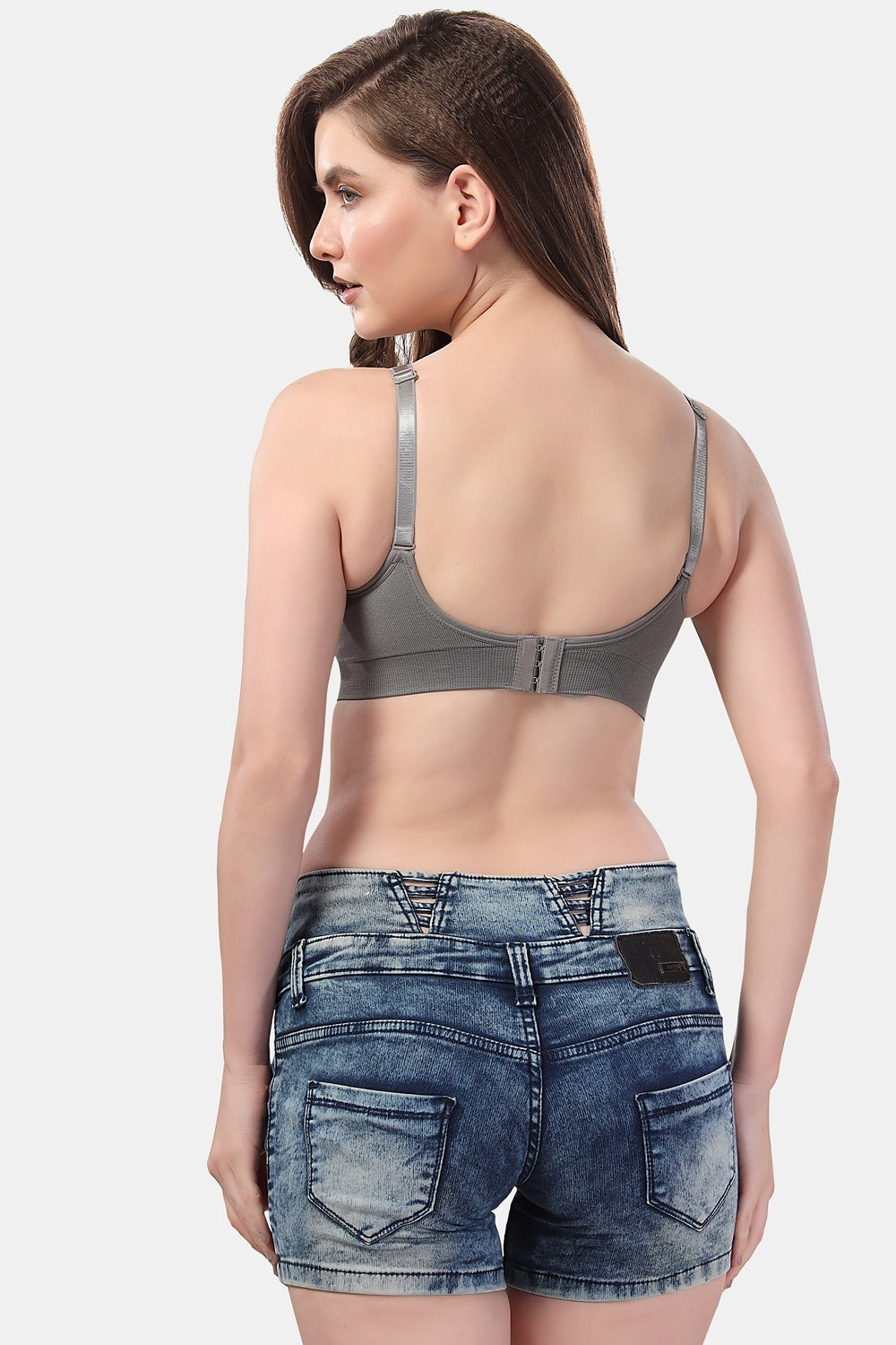 Fabme Women's Grey Nursing Removable Pads Non Wired Bra