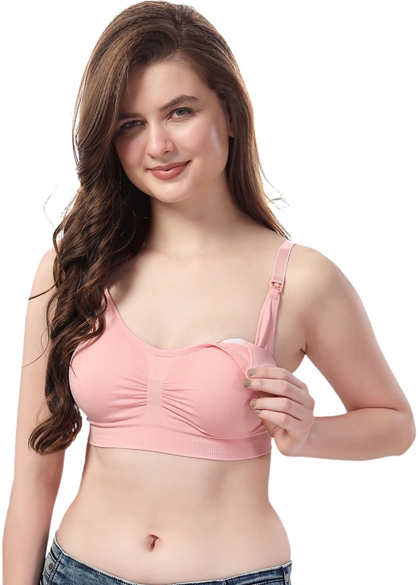 Fabme Women's Pink Nursing Removable Pads Non Wired Bra