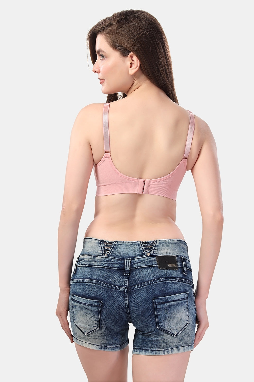 Fabme Women's Pink Nursing Removable Pads Non Wired Bra