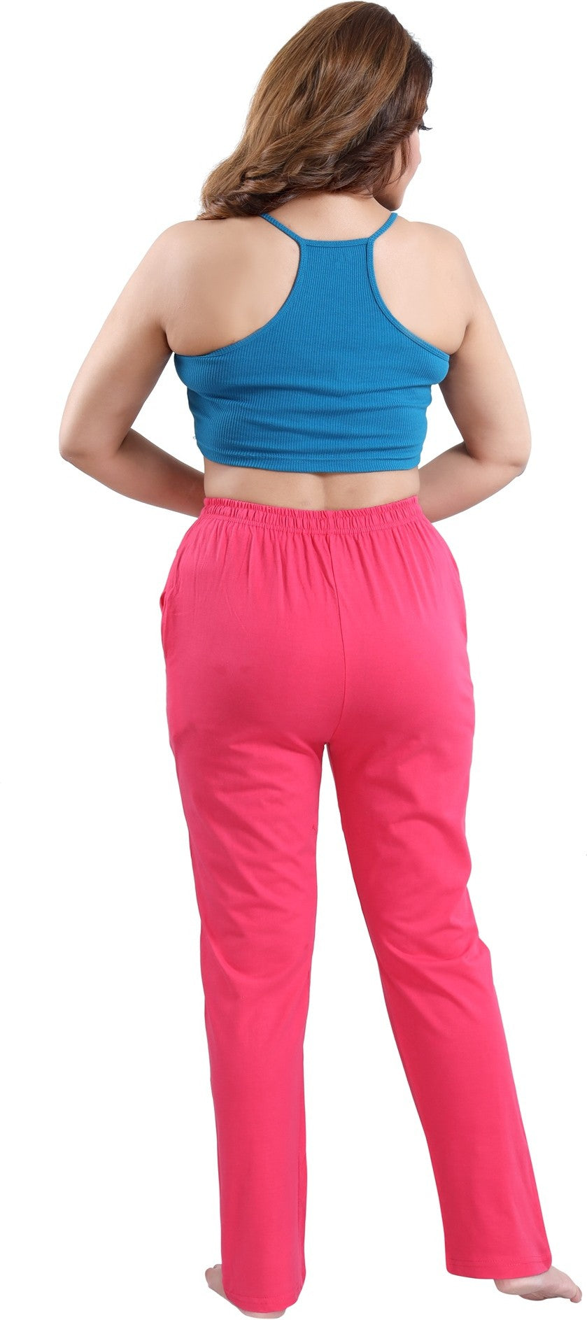 Fabme Women's Dark Pink Drawstring Hosiery Cotton EveryDay Pyjama Pant