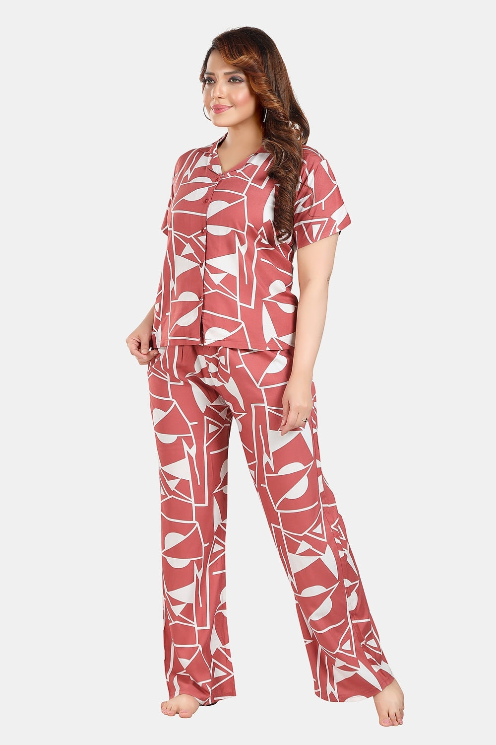 Fabme Women's Pink bohemian Rayon EveryDay Co-Ord Set