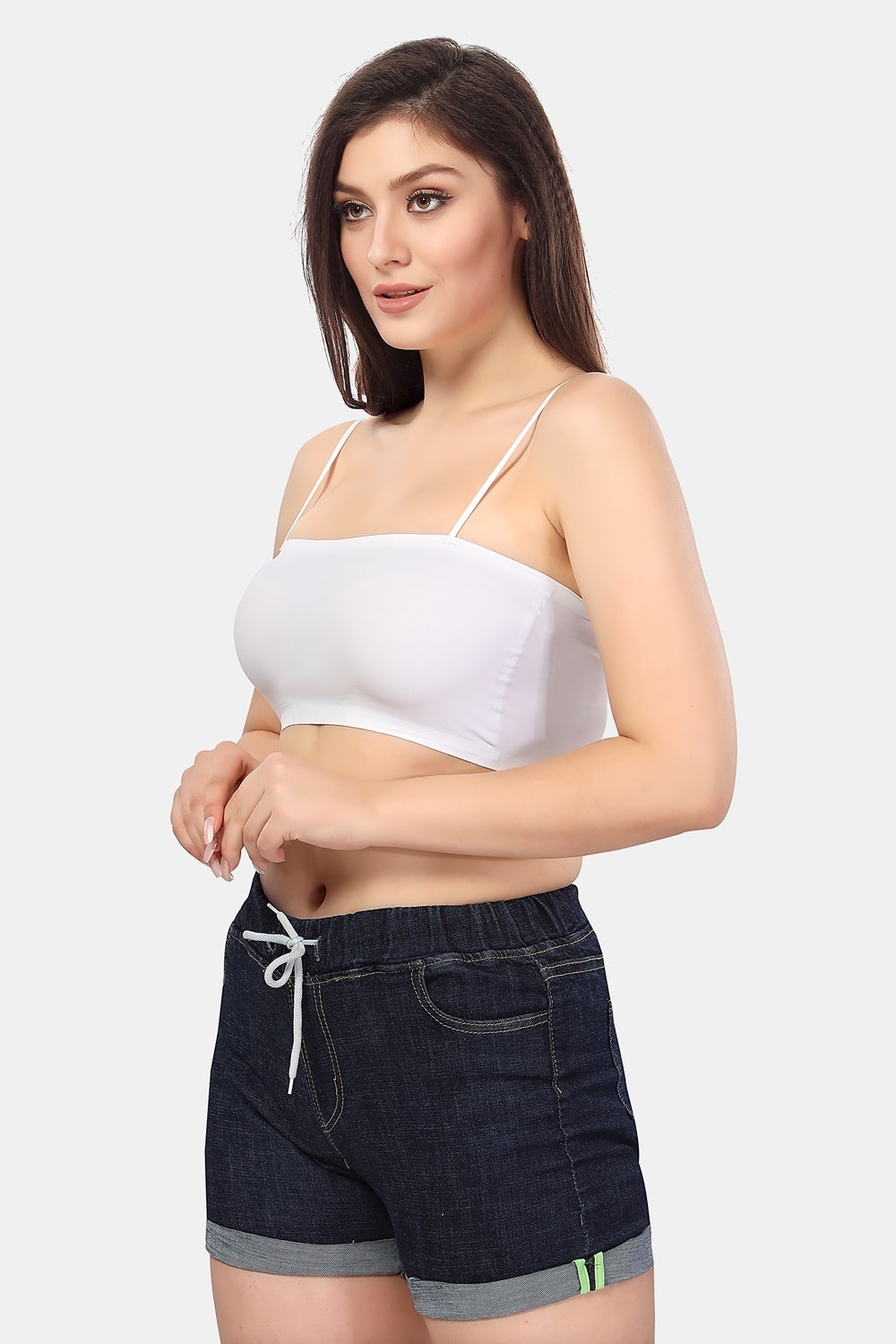 Fabme Women's White Noodle Strap Padded Non Wired Bra