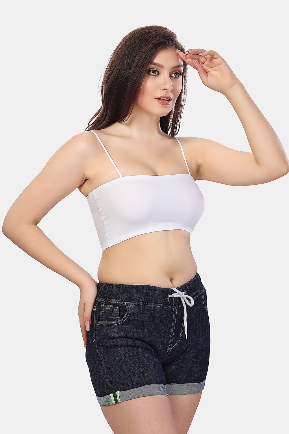Fabme Women's White Noodle Strap Padded Non Wired Bra