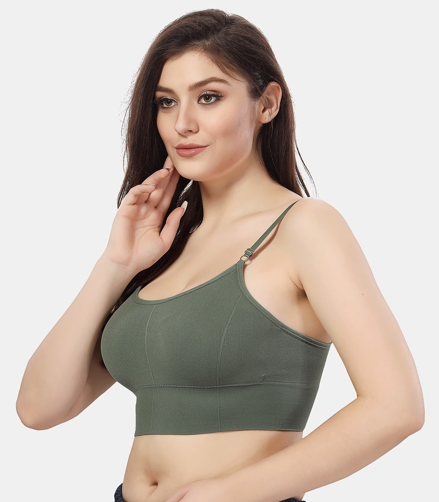 Fabme Women's Mehendi Low Back Non-Padded Non Wired Bra