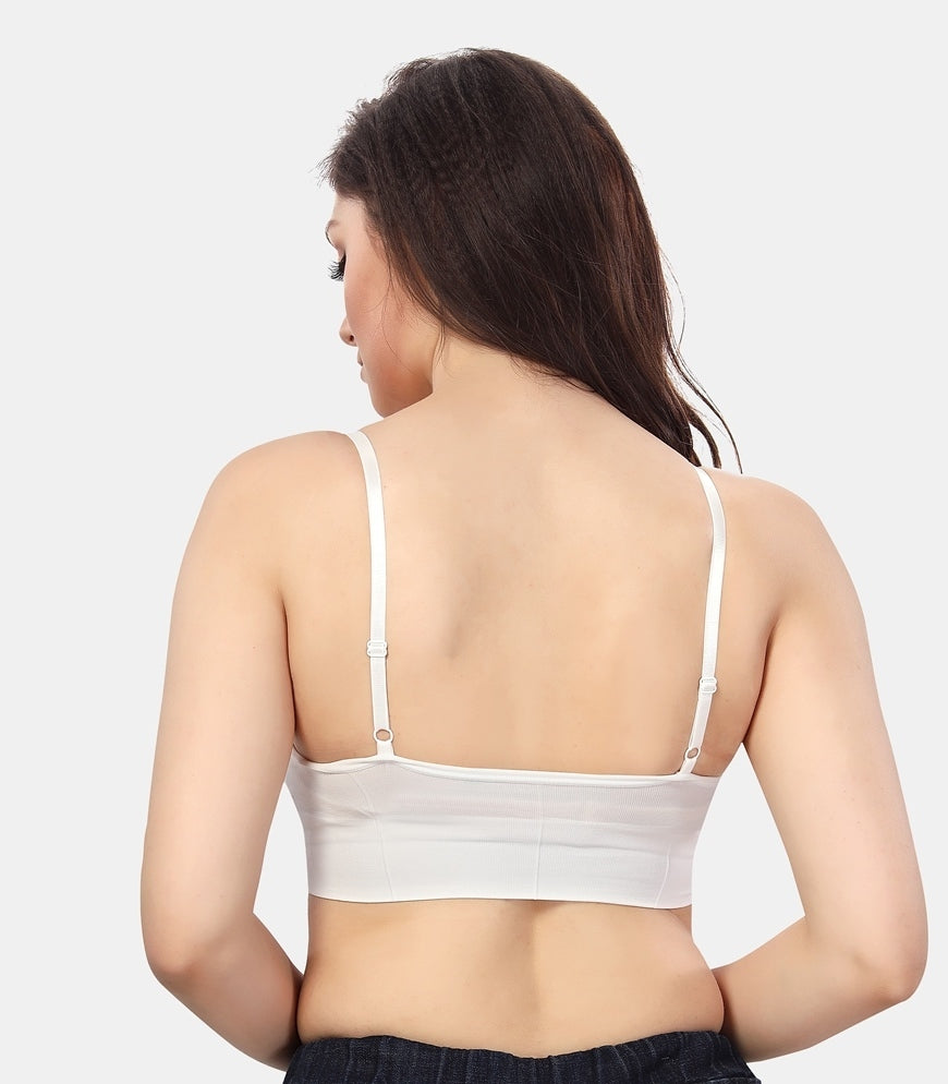 Fabme Women's White Low Back Non-Padded Non Wired Bra