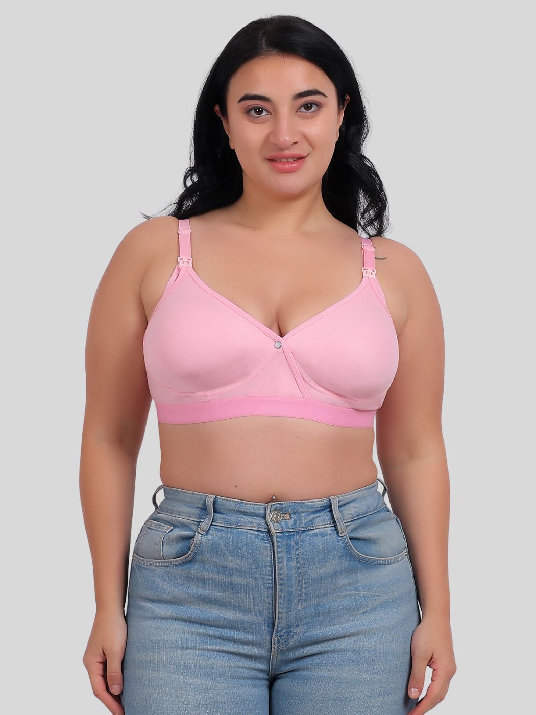 Fabme Women's Pink Seamless Cotton Nursing Bra