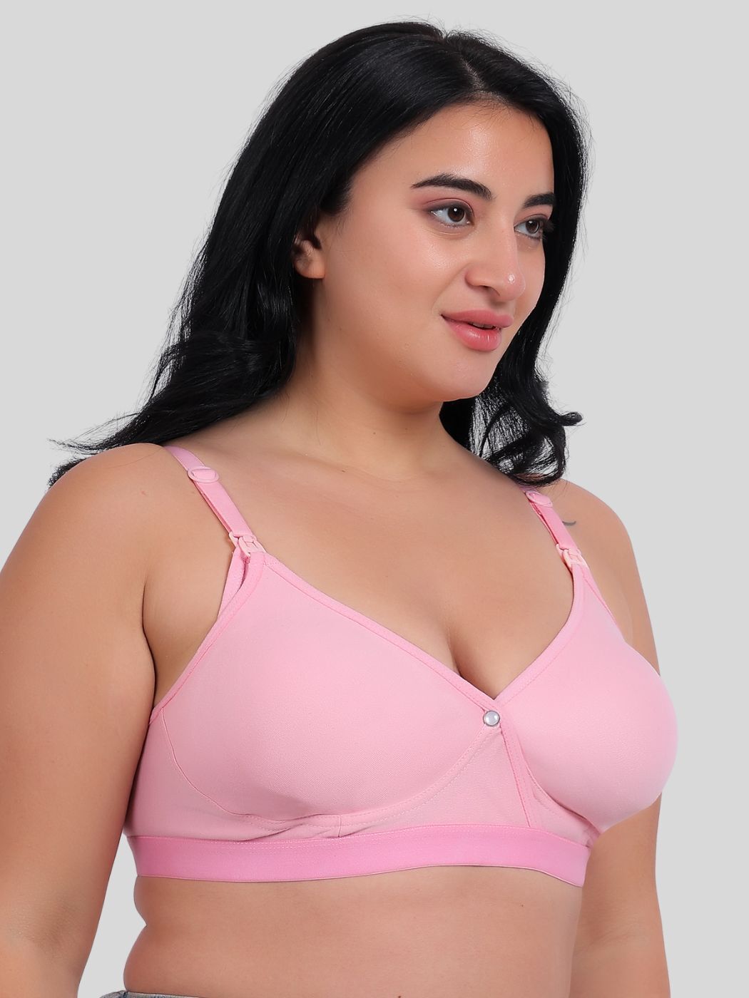 Fabme Women's Pink Seamless Cotton Nursing Bra