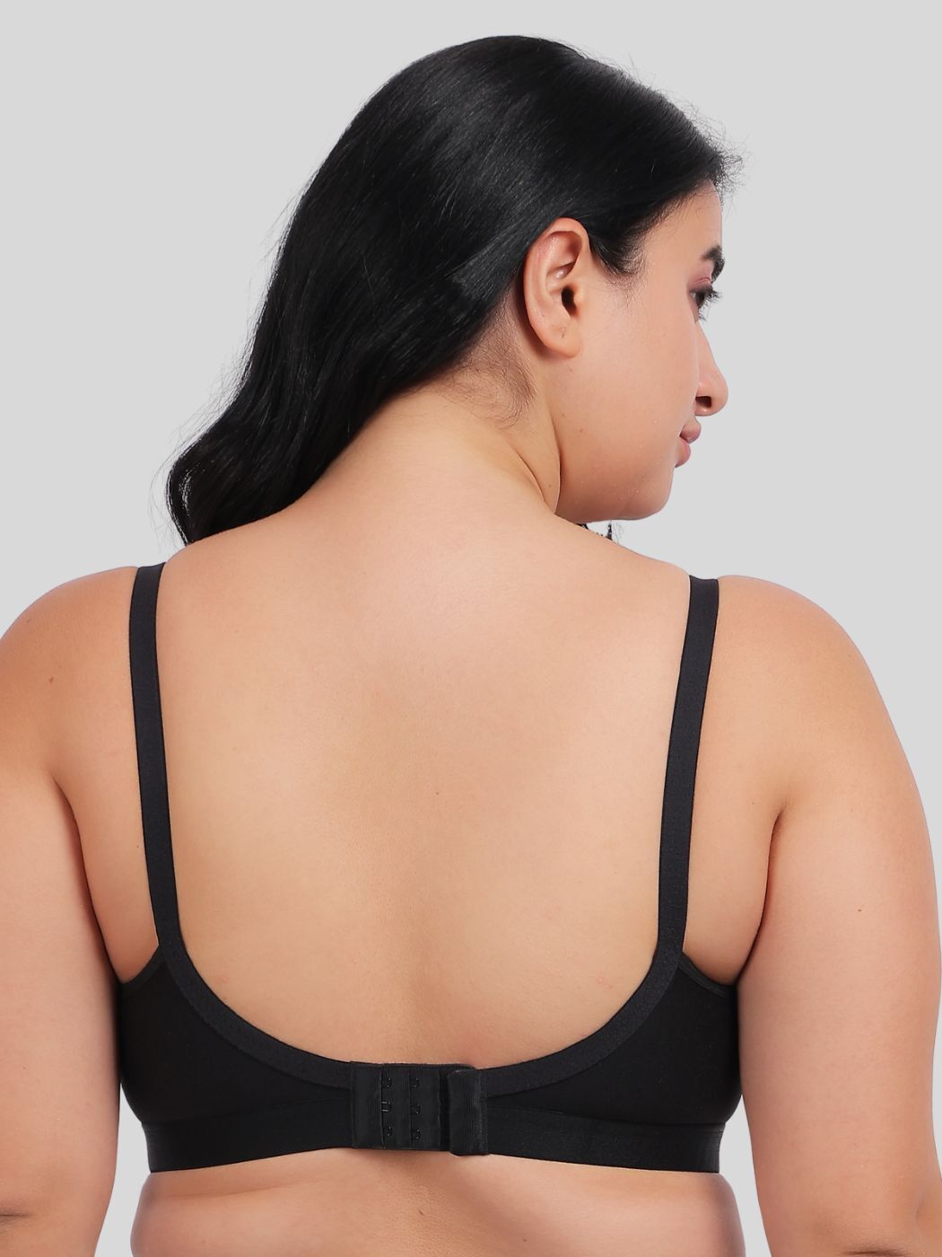 Fabme Women's Plus size Black Seamless Cotton Nursing Bra