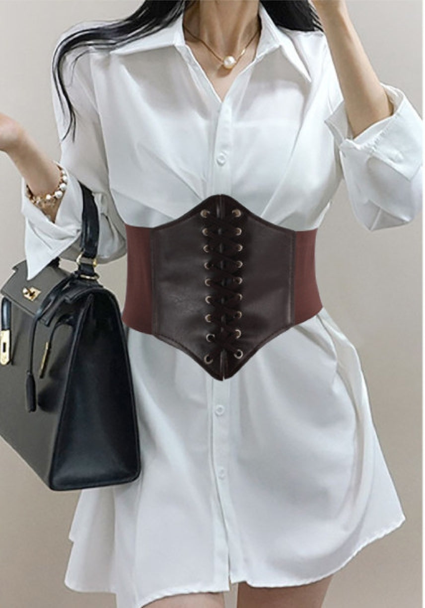Fabme Women Chocolate Corset Belt Belt