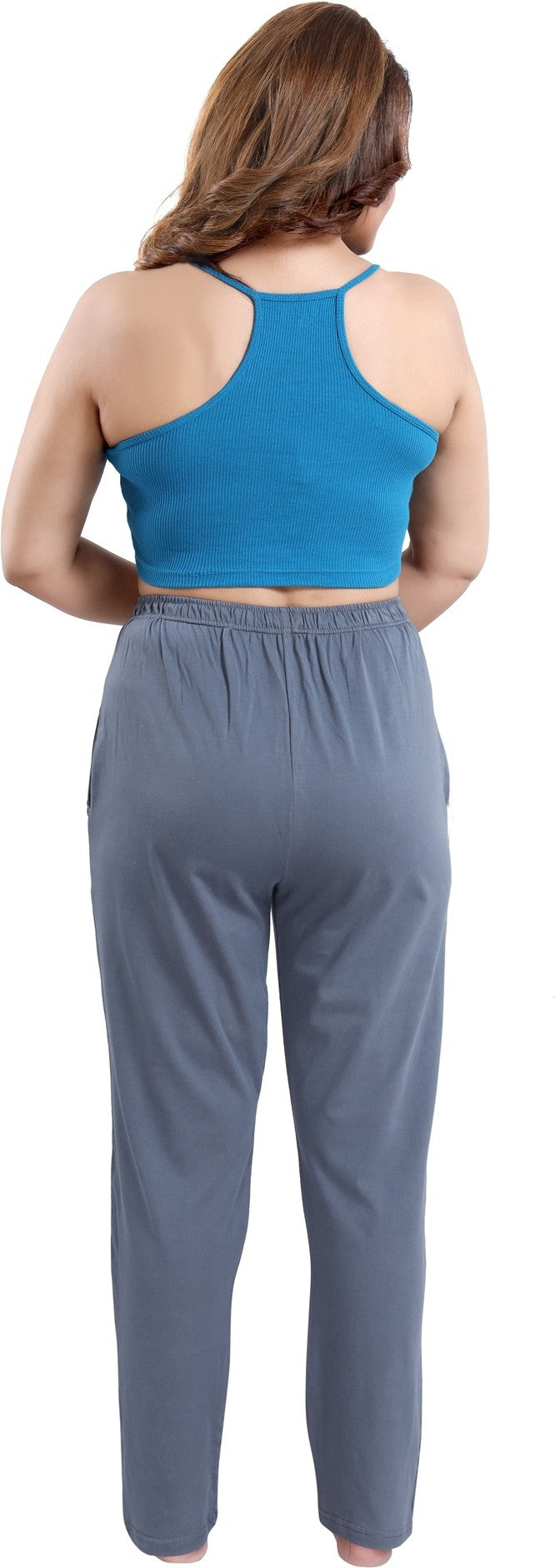 Fabme Women's grey Drawstring Hosiery Cotton EveryDay Pyjama Pant