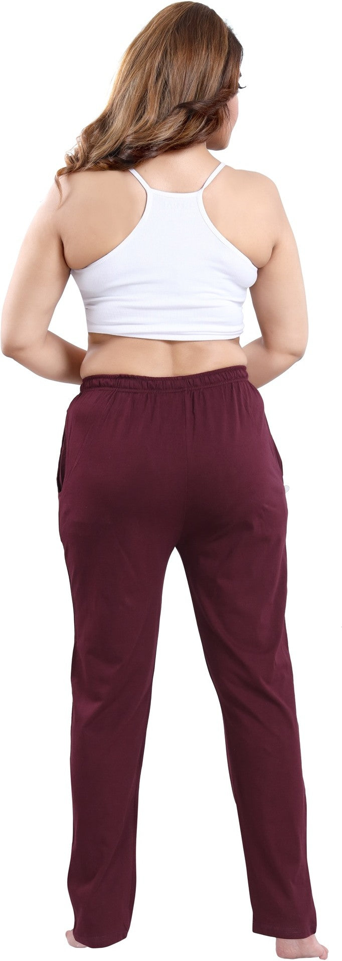 Fabme Women's Maroon Drawstring Hosiery Cotton EveryDay Pyjama Pant