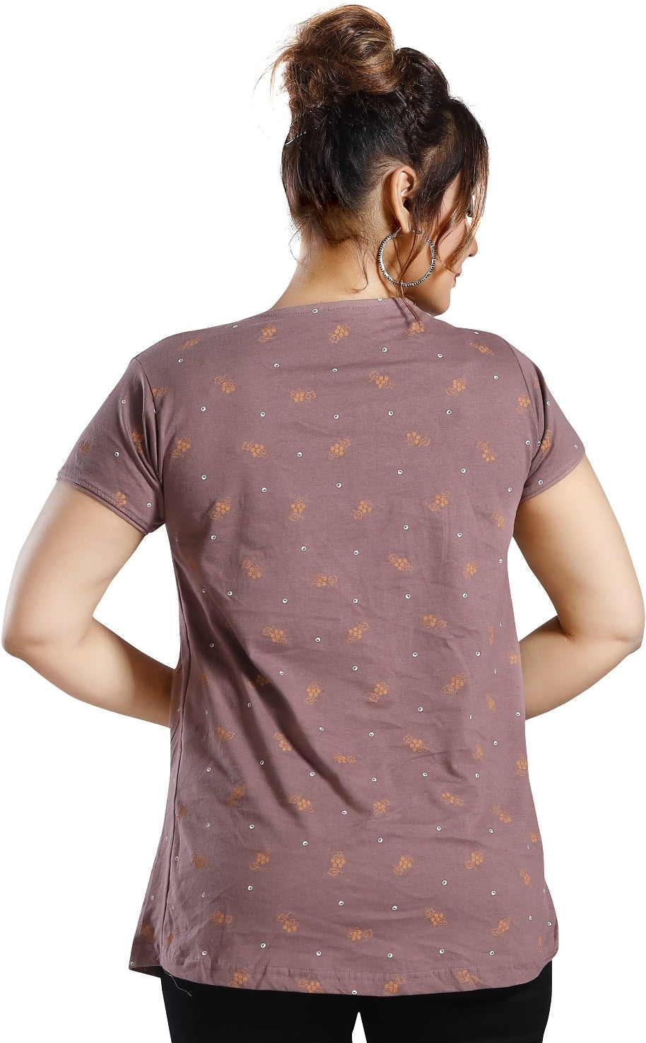 Fabme Women's Printed Purple Concealed Zip Pre and Post Pregnancy Top