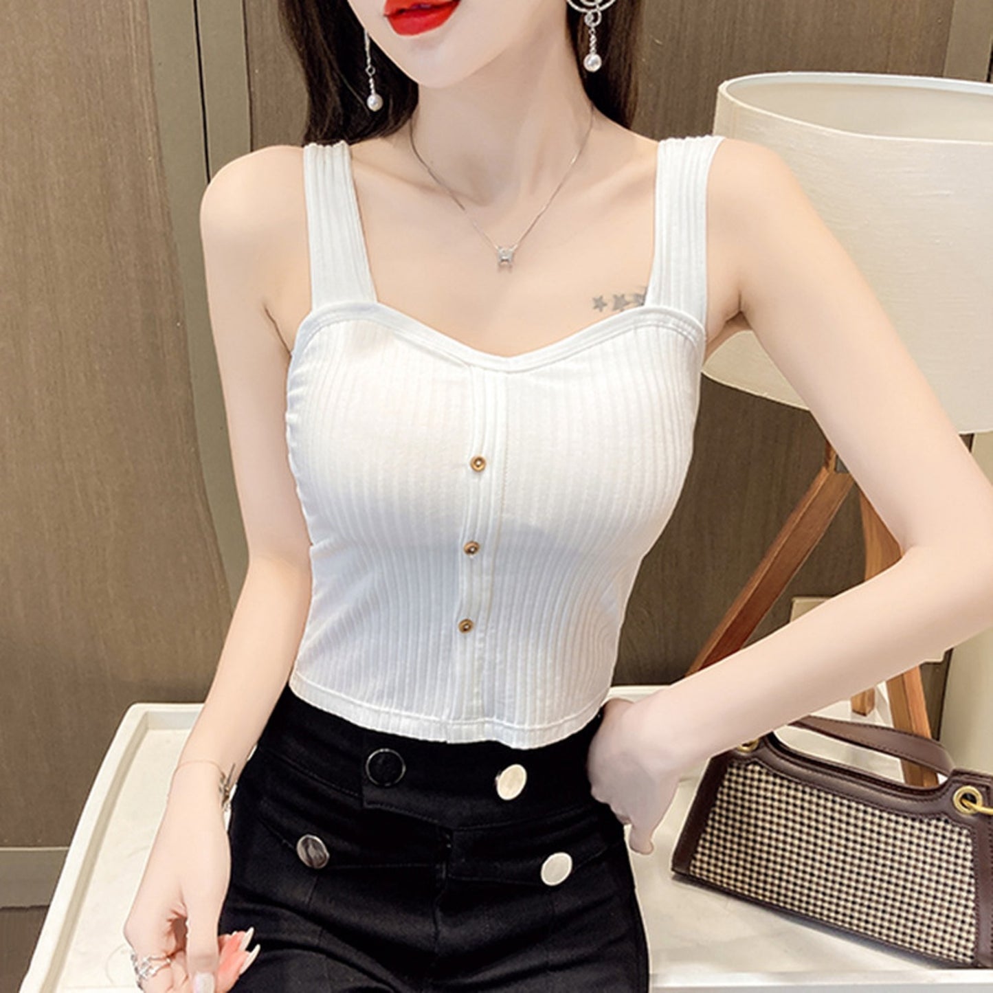 Fabme Women's Rib White Stylish Crop Top