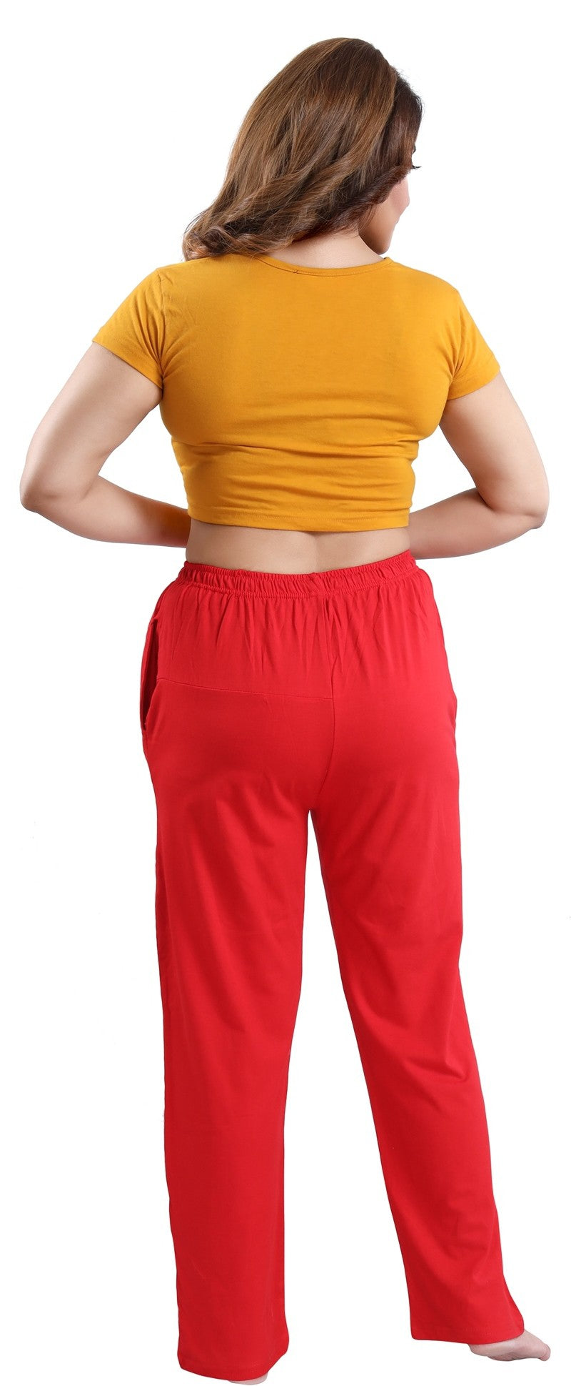 Fabme Women's Red Drawstring Hosiery Cotton EveryDay Pyjama Pant