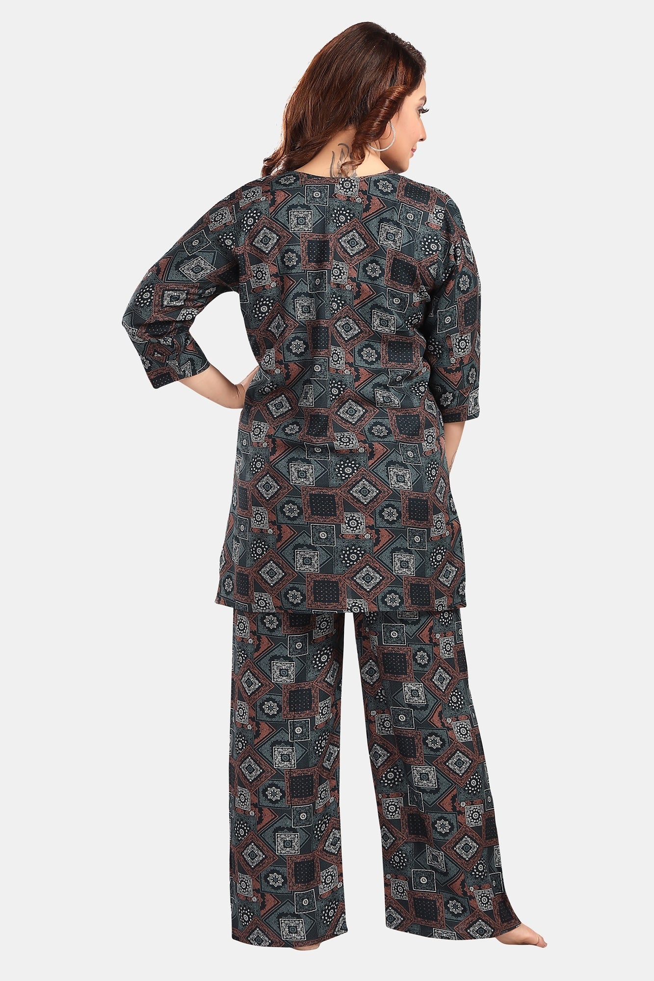 Fabme Women's Dark Green Pre and Post Pregnancy Rayon EveryDay Co-Ord Set