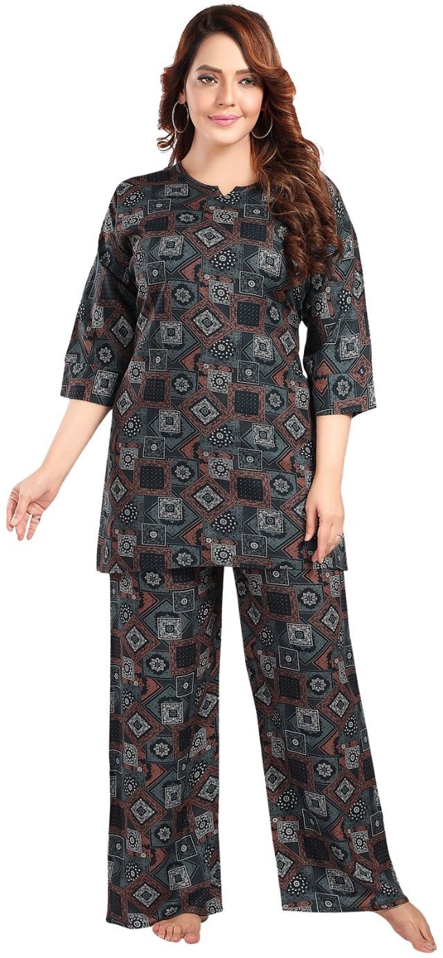 Fabme Women's Dark Green Pre and Post Pregnancy Rayon EveryDay Co-Ord Set