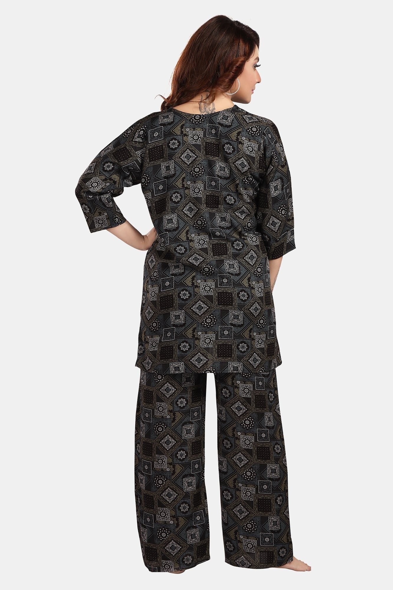 Fabme Women's Chocolate Motif Print Rayon EveryDay Co-Ord Set