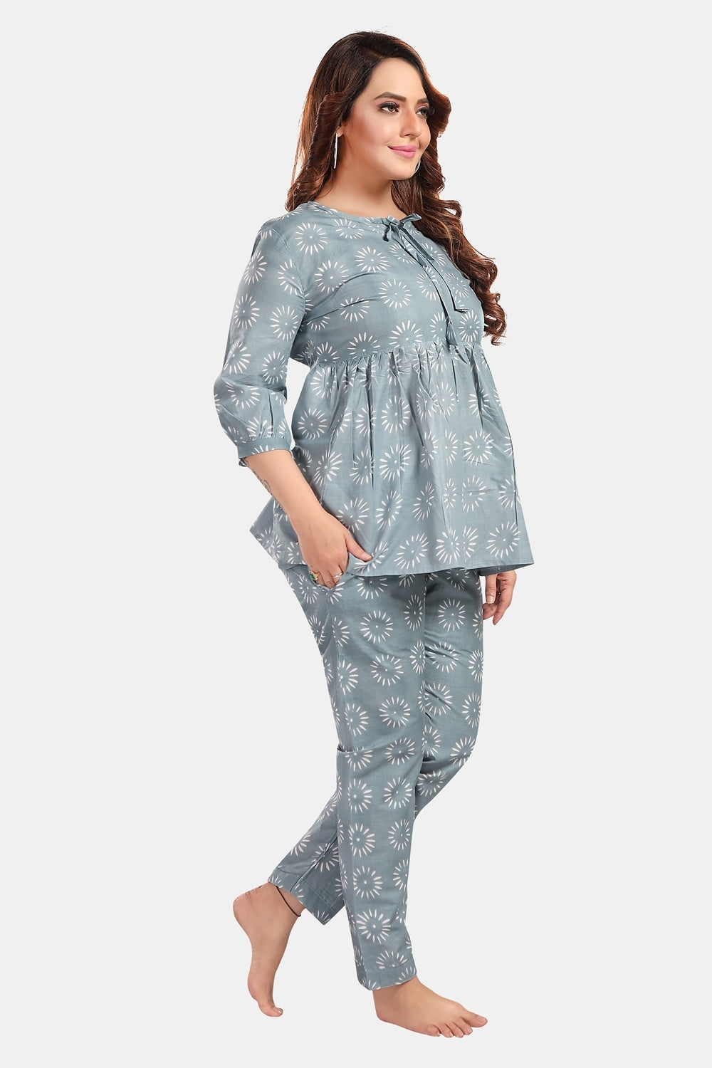 Fabme Women's grey Pre and Post Pregnancy Cotton EveryDay Co-Ord Set