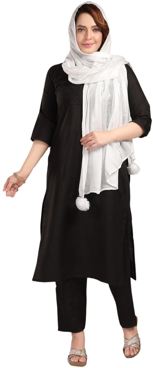 Fabme Women's Full Size, Soft Rayon, Striped, Large Balls Embellish, Dupatta