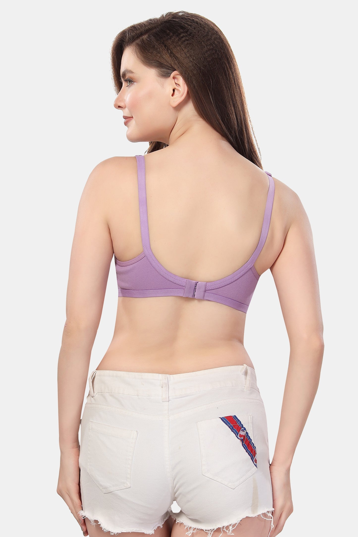 Fabme Women's Lavender Seamed Non-Padded  Non Wired Nursing Bra