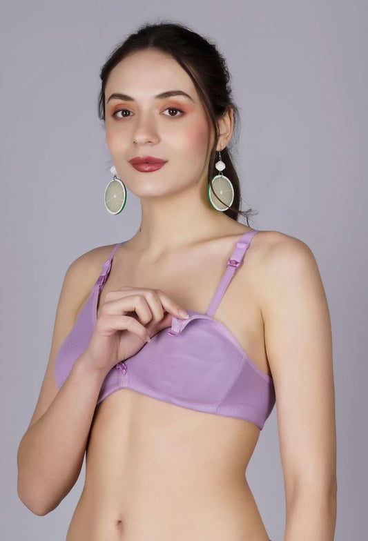 Fabme Women's Lavender Seamless Non-Padded  Non Wired Nursing Bra