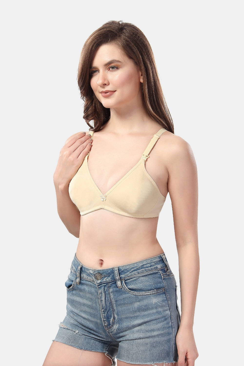 Fabme Women's Skin Seamless Non-Padded  Non Wired Nursing Bra