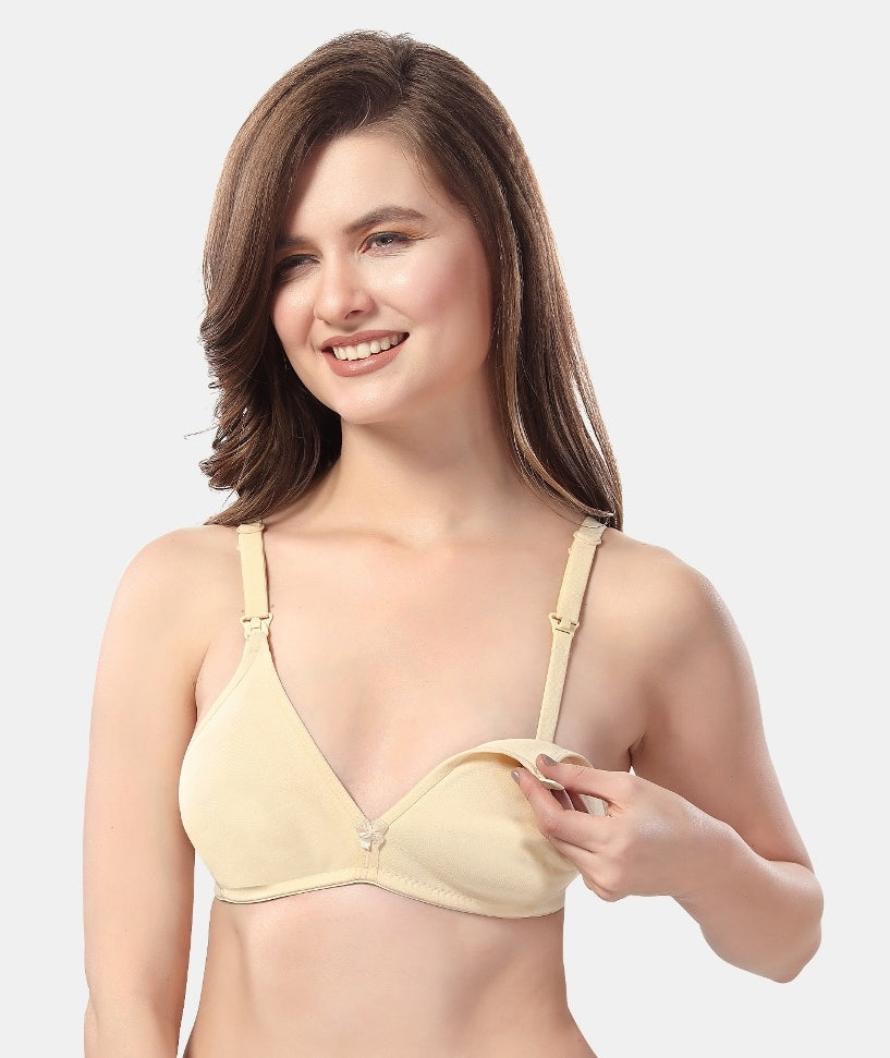 Fabme Women's Skin Seamless Non-Padded  Non Wired Nursing Bra