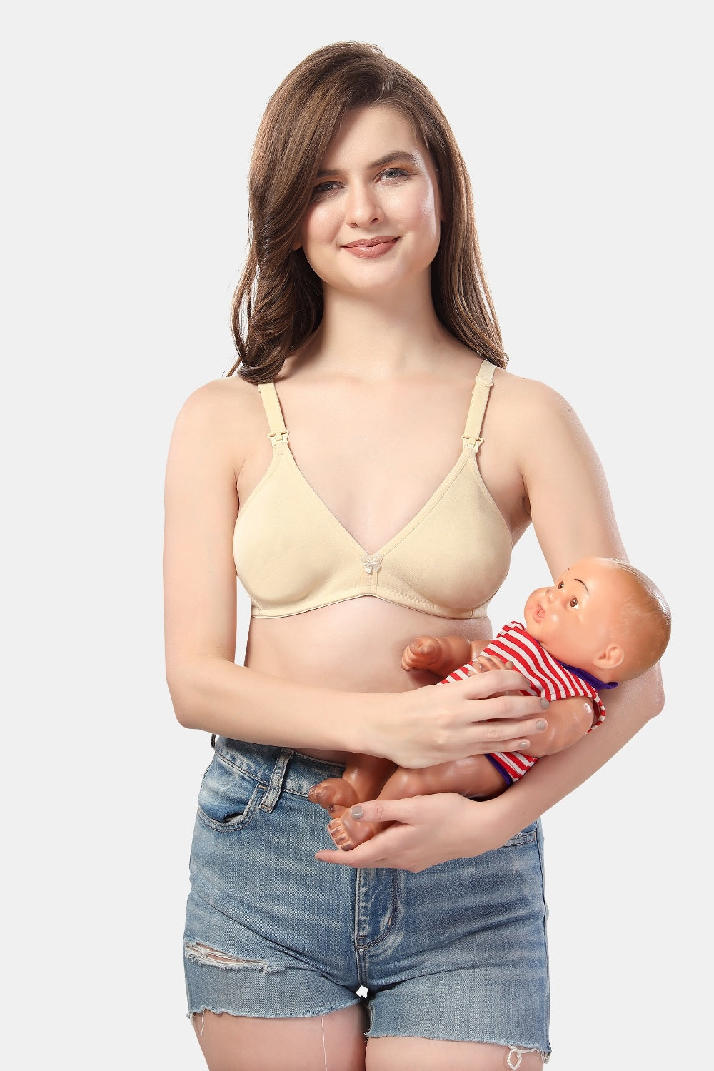 Fabme Women's Skin Seamless Non-Padded  Non Wired Nursing Bra