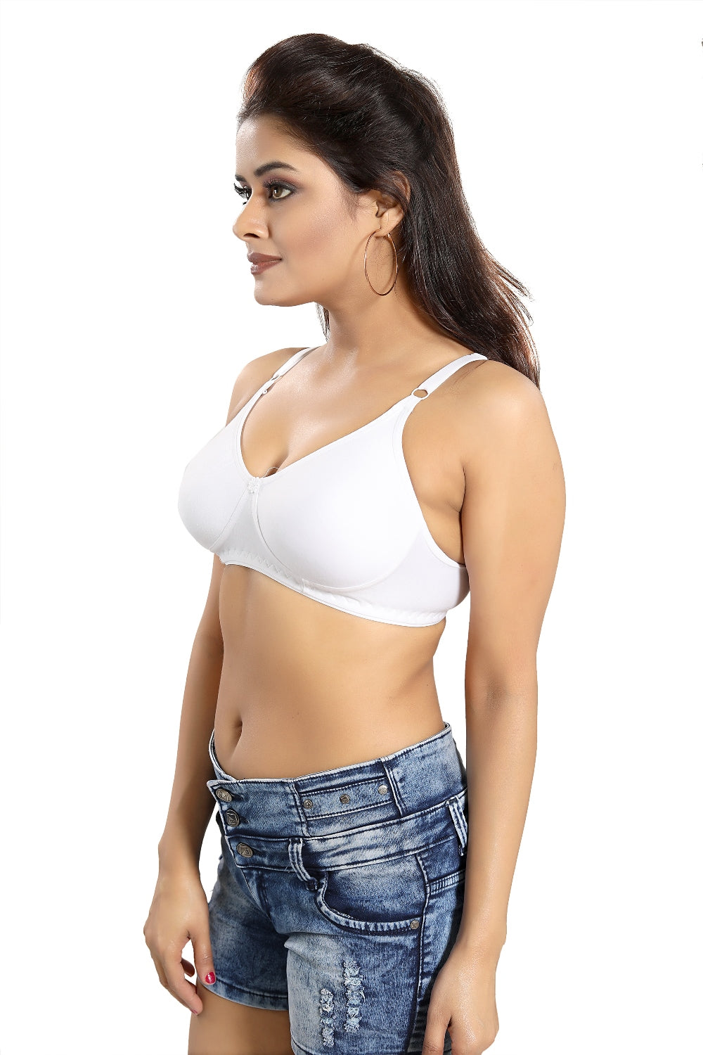 Fabme Women's White Seamless Non-Padded  Non Wired Everyday Bra