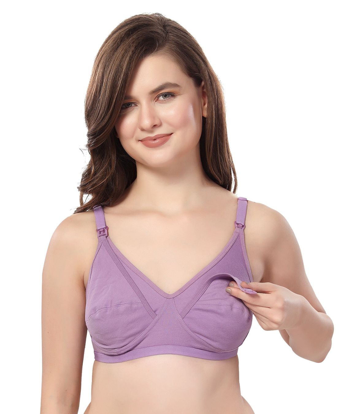 Fabme Women's Lavender Seamed Non-Padded  Non Wired Nursing Bra