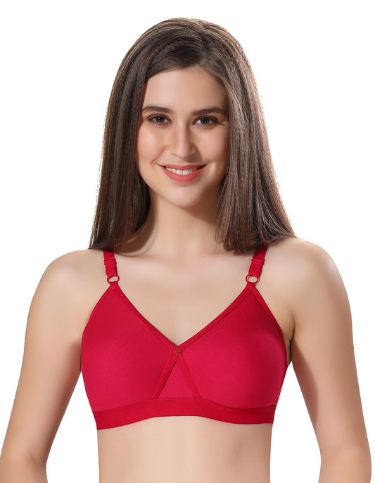 Fabme Women's Dark Pink Seamless Non-Padded  Non Wired Everyday Bra